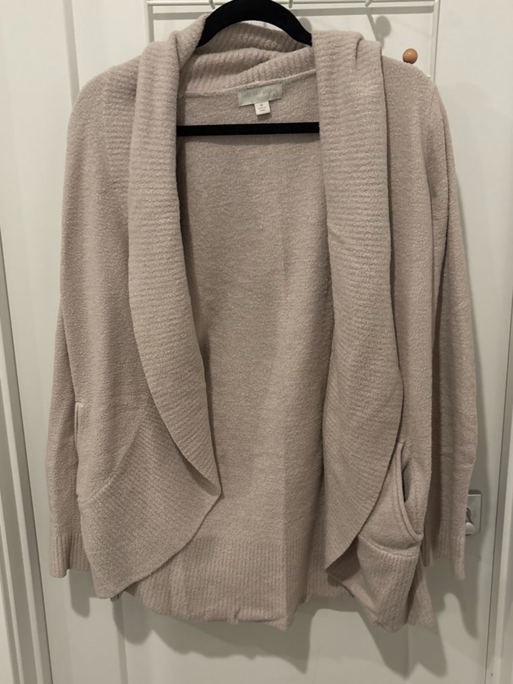Barefoot Dreams Open-Front Shawl Collar Cardigan in Pale Blush